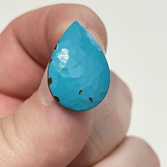 Vintage Turquoise Blue Teardrop Metal Stud 1” Earrings - Picture 3 of 3